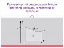 Презентация по математикеГеометрический смысл определённого интеграла. Площадь криволинейной трапеции.