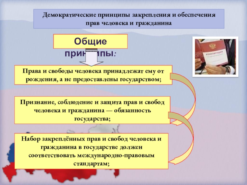 Право свободных выборов. Демократические принципы закрепления и обеспечения прав человека. Нормативное закрепление прав и свобод человека и гражданина. Способы закрепления принципов права. Принципы прав человека и гражданина.