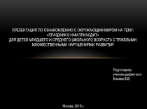 Презентация по ознакомлению с окружающим миром на тему: Праздник к нам приходит. Для детей младшего и среднего школьного возраста с тяжелыми множественными нарушениями развития.