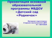 Презентация основной образовательной программы МБДОУ Детский сад Родничок