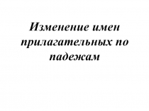 Презентация по русскому языку на тему Изменение имен прилагательных по падежам (4 класс)