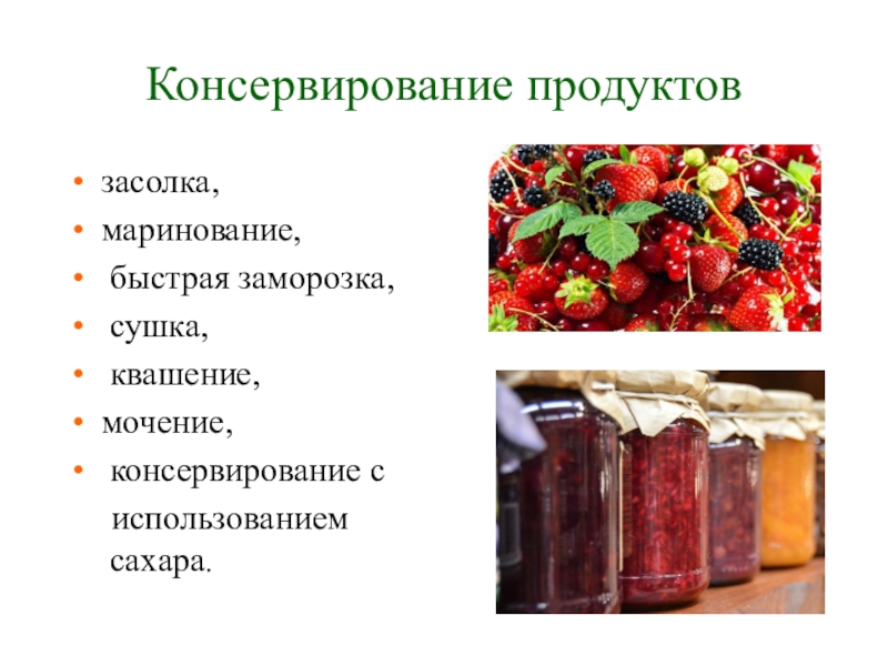 Заготовка продуктов впрок презентация сбо 8 класс