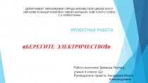 Презентация проектной работы Берегите электричество!