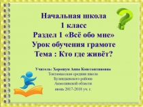 Презентация по обучению грамоте на тему Кто где живёт? (1 класс)