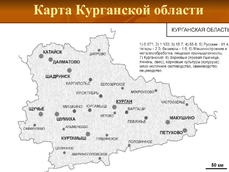 Карта курганской области с городами