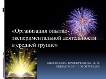 Презентация Организация опытно-экспериментальной деятельности в средней группе