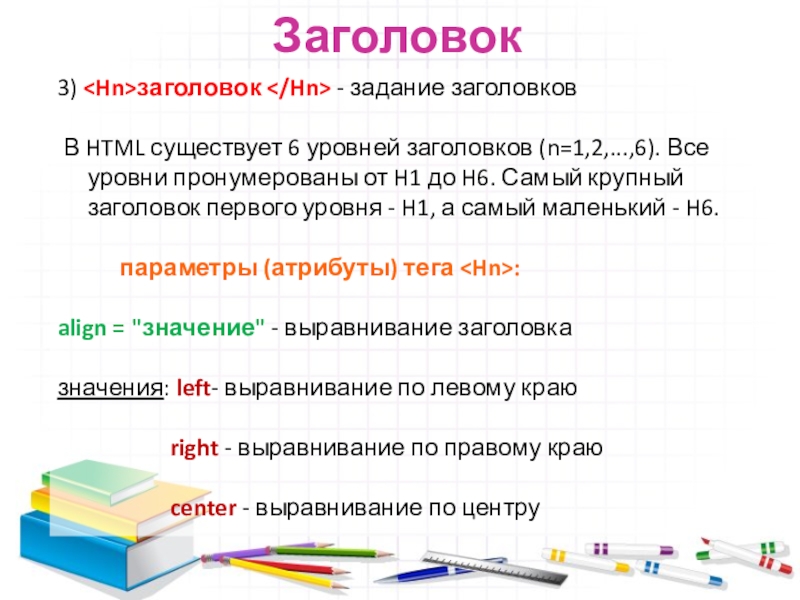 Уровни заголовков html