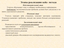 Математика лекция для учителей: этапы реализации кейс-метода