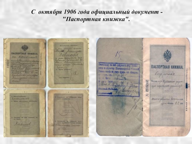 В каком году была введена паспортная система. Паспортная книжка Российской империи 1906. Паспортная книжка. Паспортная книжка до 1917 года.