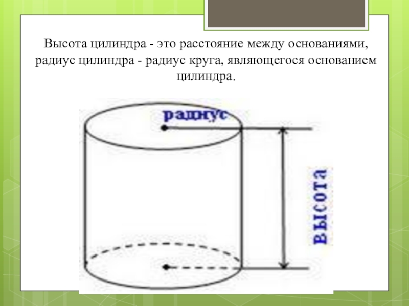 Радиус окружности цилиндра. Высота цилиндра. Высота основания цилиндра. Высота прямого цилиндра. Высота и радиус цилиндра.