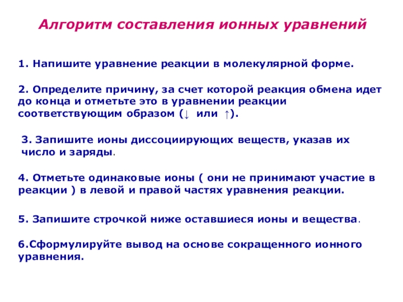 Напишите в ионной. Алгоритм составления ионных уравнений. Расскажите алгоритм составления ионных уравнений.. Алгоритм составления реакций ионного обмена. Алгоритм составления ионных реакций.