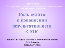 Презентация Роль аудита в повышении результативности СМК
