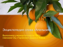 Презентация исследовательской работы Энциклопедия слова Апельсин
