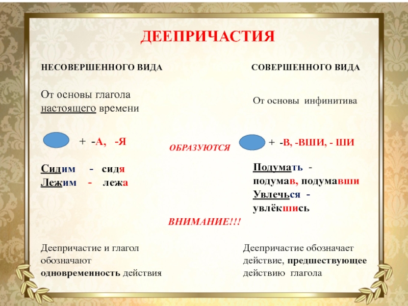 Деепричастие презентация 7. Деепричастия совершенного и несовершенного вида. Деепричастия несовершонногои совершенного вида. Деепричастие несовершенного вида примеры. Деепричастие совершенного вида и несовершенного вида.