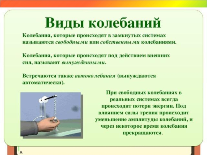 Свободными называются. Виды колебаний примеры. Колебания виды колебаний. Назвать виды колебаний.. Какие колебания называют собственными.