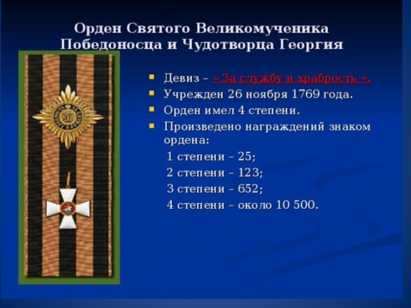 Степени ордена святого георгия. Орден Святого великомученика и Победоносца Георгия девиз. Девиз ордена Святого Георгия. Орден Святого Георгия таблица. Орден за службу и храбрость Святого Георгия.