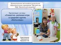 Презентация ролевой игры в средней группе Тема: Больница