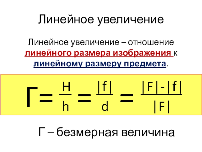 Линейный размер изображения предмета