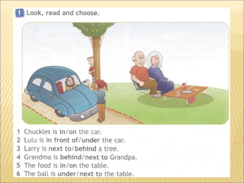 Where s lulu she. Английский язык look read and choose. Chuckles is in the car. Задание read and choose. Look and choose перевод.