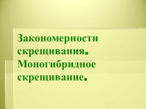 Презентация к уроку биологии в 10 классе по теме: Закономерности наследования. Моногибридное скрещивание