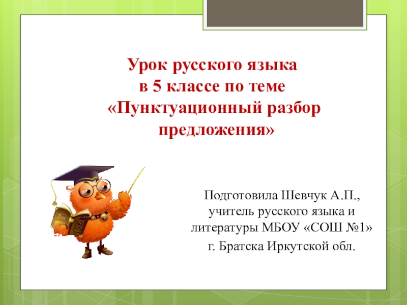 Презентация Презентация к уроку русского языка в 5 классе по теме Пунктуационный разбор простого предложения