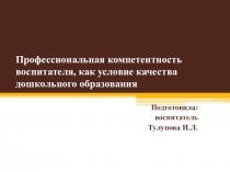 Презентация для педагогов ДОО Профессиональная компетентность воспитателя как условие качества дошкольного образования