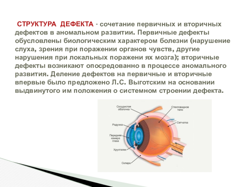 Структура дефекта при нарушении слуха схема