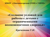 Презентация Создание условий для работы с детьми с ограниченными возможностями здоровья