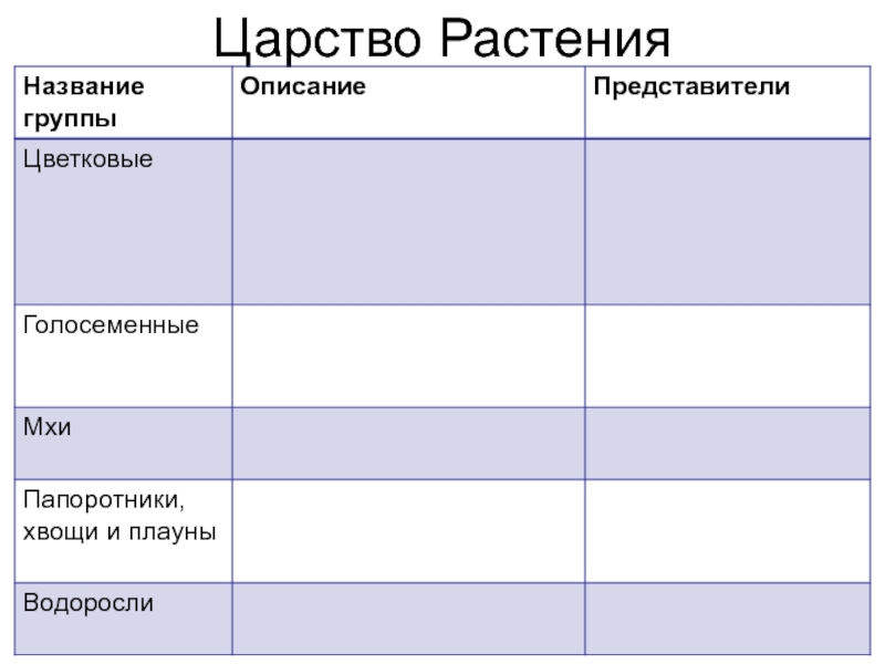 Схема царство растений 5 класс