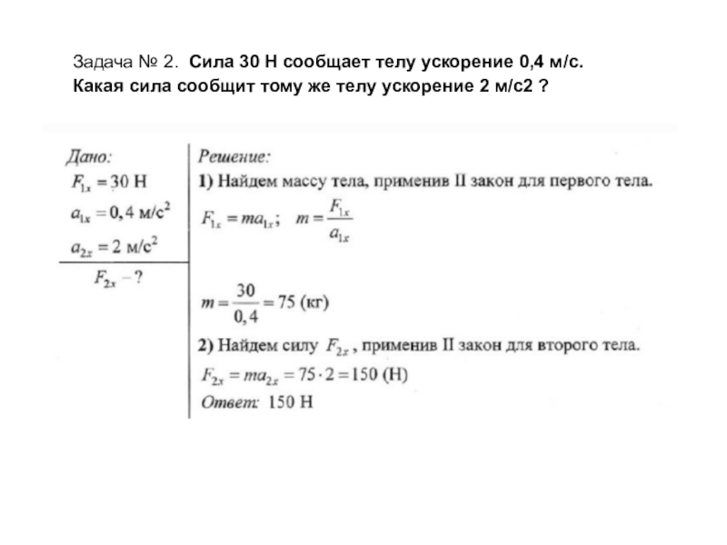 Определите силу сообщающую ускорение