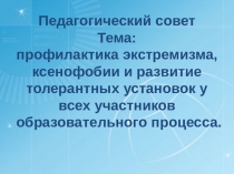 Презентация Профилактика экстремизма, ксенофобии формирование толерантности.