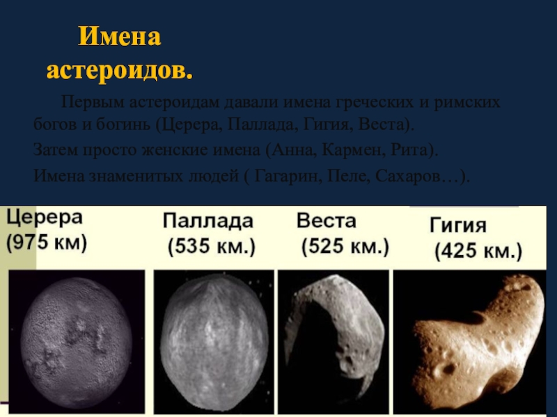 Название группы астероидов. Самые большие астероиды и их движение. Крупнейшие представители астероидов. Имена астероидов.