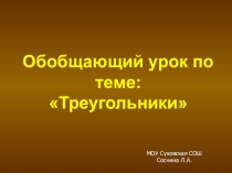 Презентация по геометрии Обобщение по теме треугольники(7 класс)