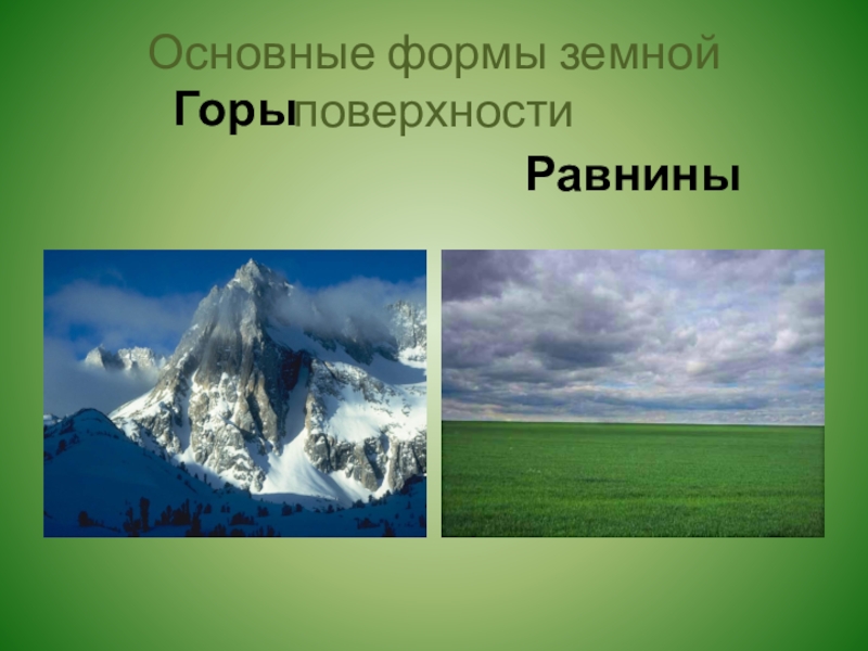 Формы поверхности равнины и горы. Основные формы земной поверхности. Формы земной поверхности презентация. Земная поверхность горы. Формы земной поверхности 4 кл.