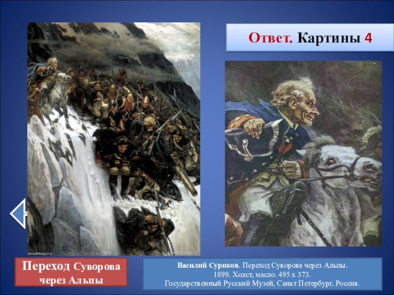 Диктант в суриков автор известной картины переход суворова через альпы