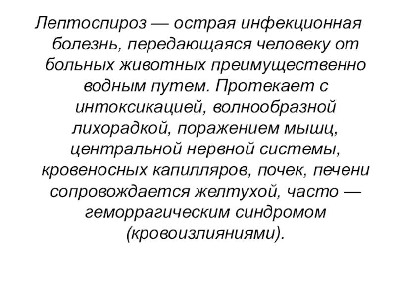 Лептоспироз презентация инфекционные болезни