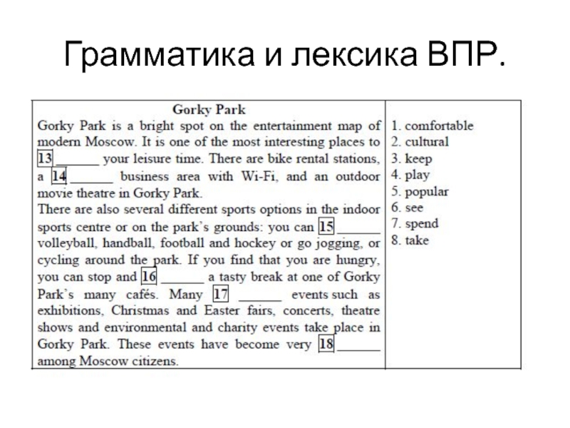 Схема описания картинки на английском языке для 7 класса впр