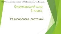 Презентация Окружающий мир 3 класс Разнообразие растений