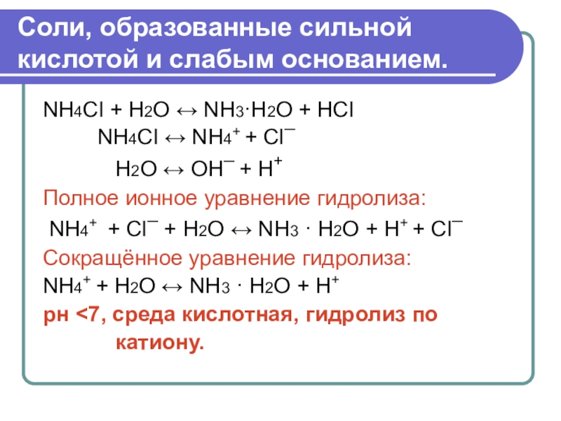 Гидролиз презентация 9 класс