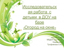 Презентация по экологическому воспитанию в ДОУ на тему: Исследовательская работа Огород на окне (средний дошкольный возраст)