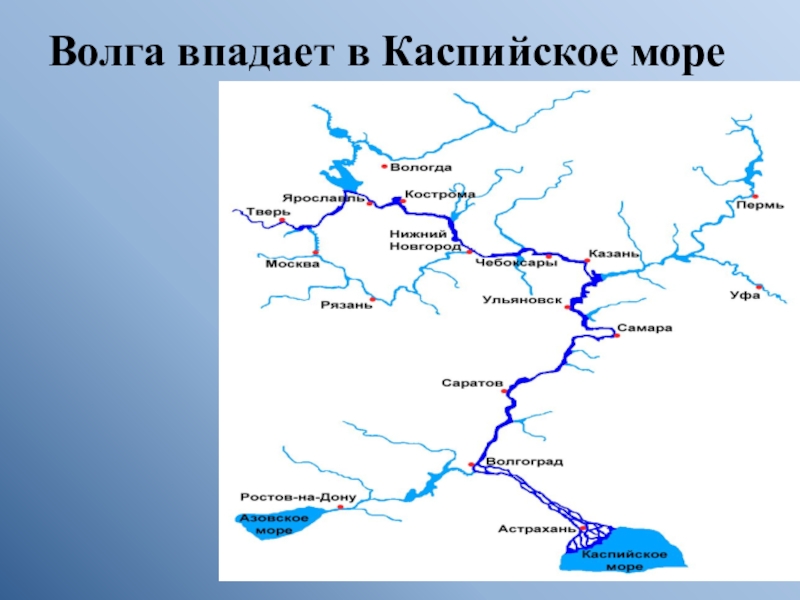 Волга впадает в Каспийское море