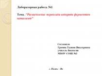 Лабораторная работа по биологии на тему Расщепление пероксида водорода ферментом каталазой.