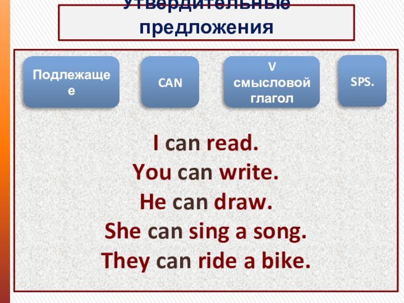 Ride перевод с английского языка. Предложение с глаголом can draw. Утвердительное предложение на английском Mary can Sing. Напиши Общие вопросы к этим предложениям she can Ride a Bike.