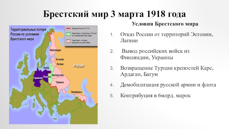 Первая мировая война итоги карта