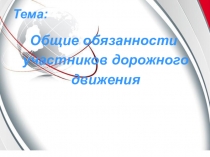 Презентация урока Обязанности участников дорожного движения