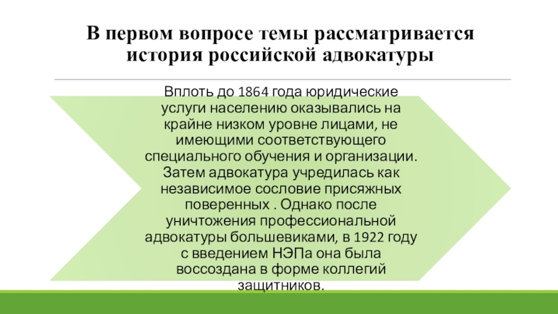 Правовые основы деятельности адвокатов проект