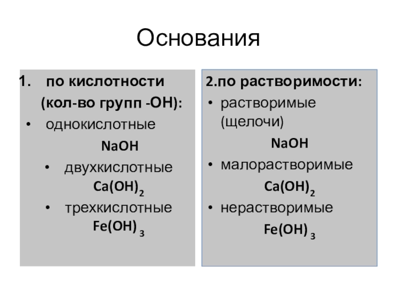 Кислотность основания. Классификация оснований по кислотности. Основание по кислотности однокислотные. На какие группы делятся основания по кислотности.