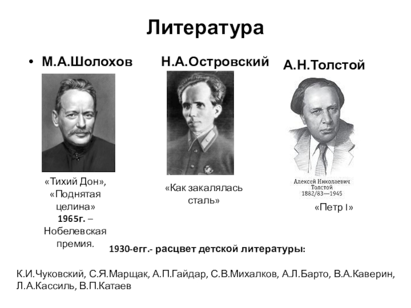 Нобелевская премия по литературе м.а.Шолохов 1965г..