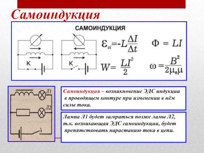 Сила тока индукции. ЭДС самоиндукции 11 класс. Самоиндукция формулы 9 класс. Самоиндукция схема электрической цепи. Эксперимент на самоиндукцию.