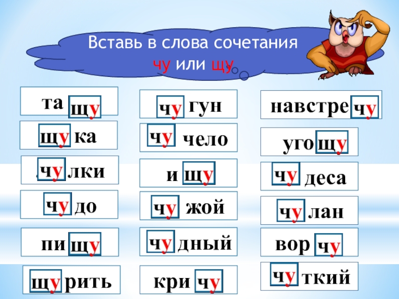 Урок русского языка во 2 классе по теме: "Правописание буквосочетаний чу -щу" - 